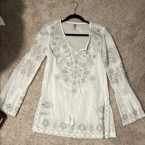 White Embroidered Women's swimsuit cover up